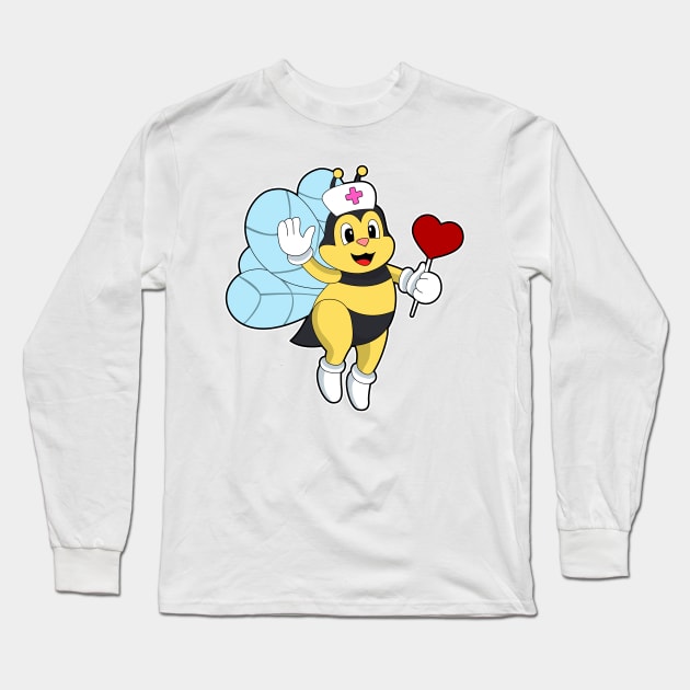 Bee as Nurse with Heart Long Sleeve T-Shirt by Markus Schnabel